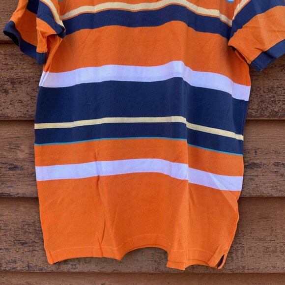 Chaps Orange Striped Polo 100% Cotton Button Up Shirt Size L - Picture 8 of 8